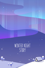 An illustration of the cozy winter night scenery
