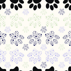 Vector seamless pattern. Cat's paws on an isolated background. Abstract geometric shapes. 
