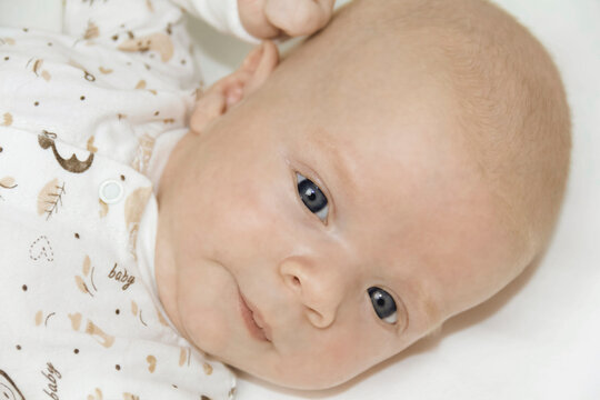 A newborn baby on a yellow and gray background. A photo shoot in the style of Newborn and lifestyle.