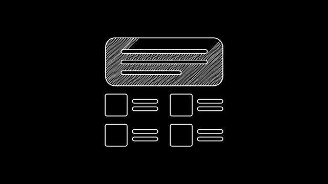 White line Online quiz, test, survey or checklist icon isolated on black background. Exam list. E-education concept. 4K Video motion graphic animation