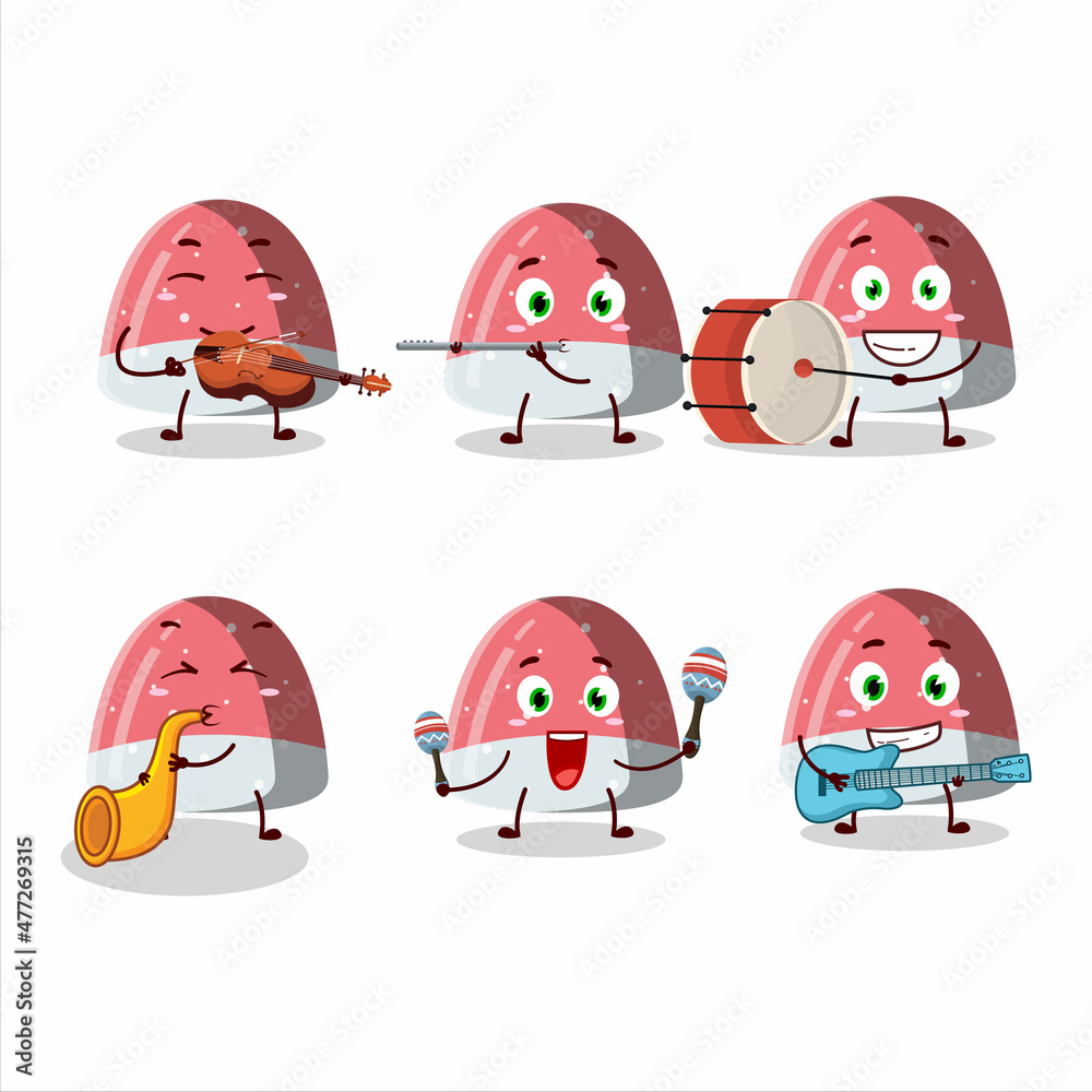 Canvas Prints Cartoon character of pufflettes gummy candy playing some musical instruments