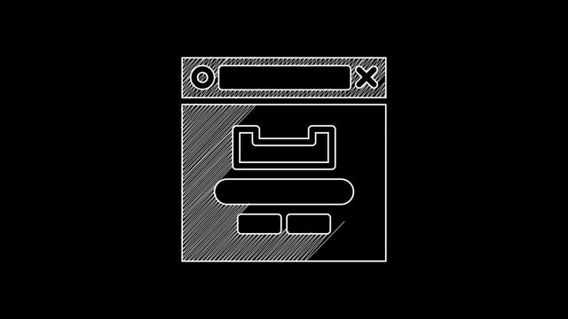 White line Browser window icon isolated on black background. 4K Video motion graphic animation