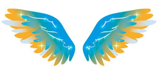 Beautiful bright magic wings, color vector illustration