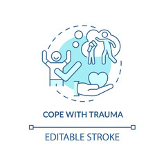 Cope with trauma turquoise concept icon. Recovery after traumatic event abstract idea thin line illustration. Isolated outline drawing. Editable stroke. Roboto-Medium, Myriad Pro-Bold fonts used