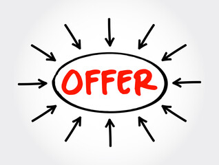 Offer text with arrows, business concept for presentations and reports