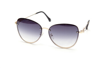 Fashionable sunglasses for women. blue glass. beautiful shape. on white isolated background