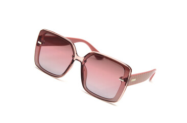 Fashionable sunglasses for women. burgundy glass. beautiful shape. on white isolated background.