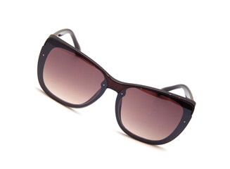 Fashionable sunglasses for women. burgundy glass. beautiful form. on white isolated background.