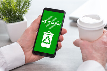 Recycling concept on a smartphone