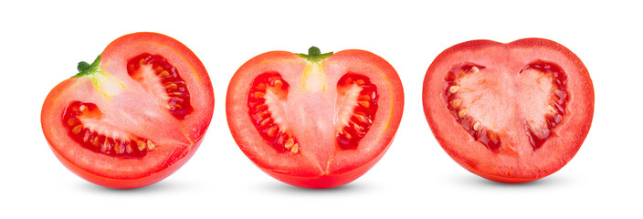 Tomato slice on white background