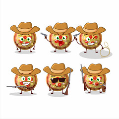 Cool cowboy pizza gummy candy cartoon character with a cute hat