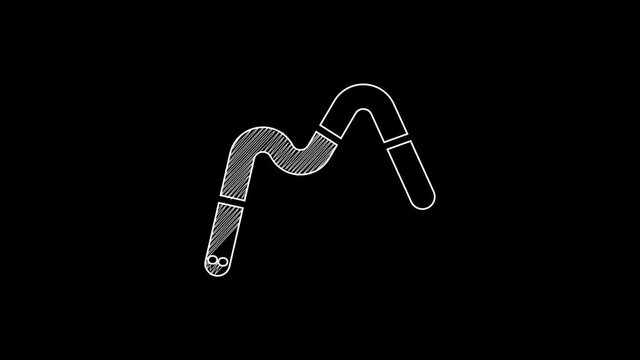 White line Jelly worms candy icon isolated on black background. 4K Video motion graphic animation