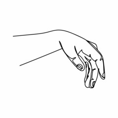 Fototapeta premium Continuous one simple single line drawing of woman s hand icon in silhouette on a white background. Linear stylized.