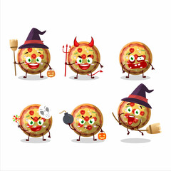 Halloween expression emoticons with cartoon character of pizza gummy candy