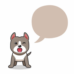 Obraz na płótnie Canvas Cartoon character pitbull terrier dog with speech bubble for design.