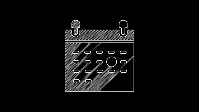 White line Calendar death icon isolated on black background. 4K Video motion graphic animation