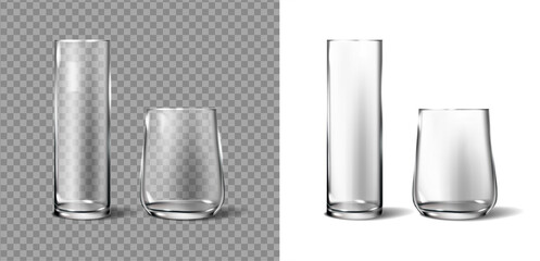 realistic icon set. Isolated. Transparent wases on white or transparent background. Tall and short size.