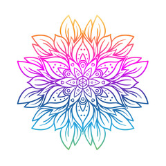 Vector ornamental mandala inspired ethnic art, patterned Indian paisley. Hand drawn illustration. Invitation element. Tattoo, astrology, alchemy, boho and magic symbol.