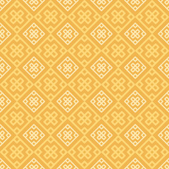 Light seamless pattern with geometric ornament on a yellow background. Fabric texture swatch, seamless wallpaper. Vector illustration