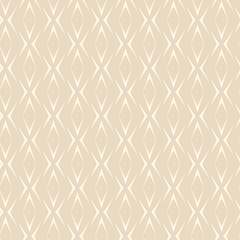 Background image with simple geometric patterns on a beige background. Fabric texture swatch, seamless wallpaper. Vector illustration