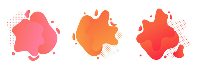 Set of pink, yellow, red abstract modern graphic elements. Gradient abstract banners with flowing liquid shapes. Dynamical colored forms.Template for the design of a logo, flyer or presentation