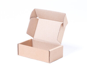 Open cardboard small box isolated