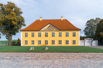 Copenhagen, Denmark - October 1, 2021: The Commander’s House at the star-shaped 17th century Kastellet military fortress