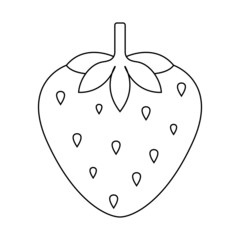 Strawberry berry simple art Vector. Black and white. White background. Line drawing.