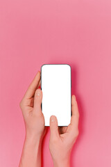 Smartphone with white blank screen. Phone screen mockup