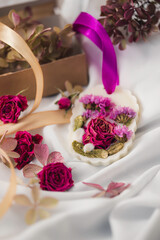 Florentine sachet. Interior decor, DIY crafts. Rose scent.