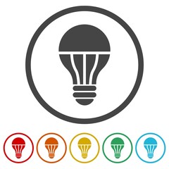 Obraz premium LED light bulb icon isolated on white background, color set