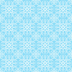 Seamless lace white pattern on a blue background