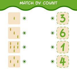 Match by count of cartoon corn. Match and count game. Educational game for pre shool years kids and toddlers