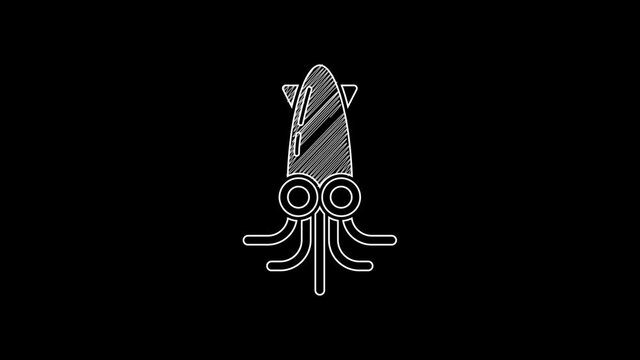 White line Octopus icon isolated on black background. 4K Video motion graphic animation