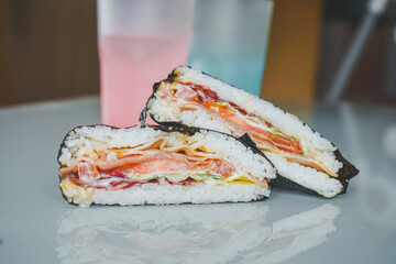 Rice sushi sandwich