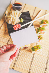 Fushion food of modern california roll and gyoza