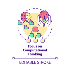 Focus on computational thinking concept icon. Intelligence. Coding abstract idea thin line illustration. Isolated outline drawing. Editable stroke. Roboto-Medium, Myriad Pro-Bold fonts used