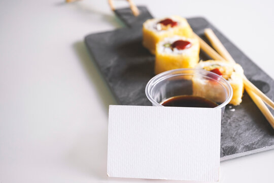 Fushion food of cooked and hot chicken sushi