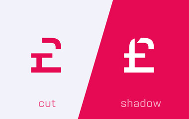 Obraz premium Set of Pound sign £ currensy symbol minimal logo icon design template elements