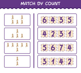 Match by count of cartoon ginseng. Match and count game. Educational game for pre shool years kids and toddlers