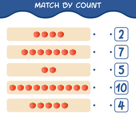 Match by count of cartoon tomato. Match and count game. Educational game for pre shool years kids and toddlers