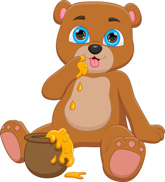 cartoon cute bear with honey