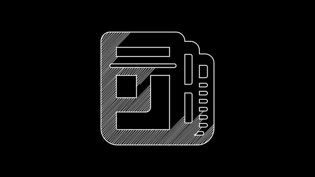 White line Stock market news icon isolated on black background. Newspaper sign. Mass media symbol. 4K Video motion graphic animation
