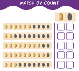 Match by count of cartoon potato. Match and count game. Educational game for pre shool years kids and toddlers