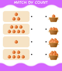 Match by count of cartoon onion. Match and count game. Educational game for pre shool years kids and toddlers