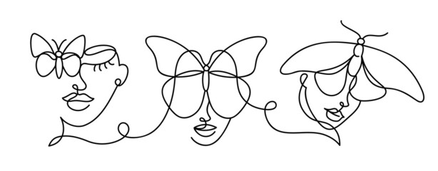 Face of an abstract woman with a butterfly.