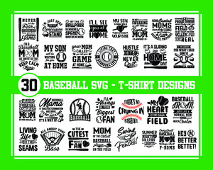 Bundle of Baseball Vectors, SVG files, Instant Downloads, Baseball mom, Typography, sports, Baseball Quotes Design, BallPark, Baseball Graphics