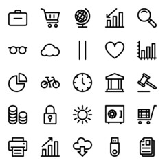 Outline icons for e-commerce.