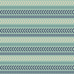 A mosaic of striped geometric figures. Ethnic boho ornament. Seamless pattern. Design with manual hatching. Textile. Vector illustration for web design or print. - 477288923