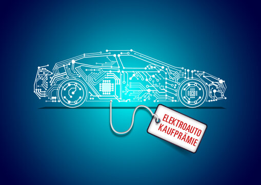 Elektroauto icon mit Kaufpr&auml;mie illustration 